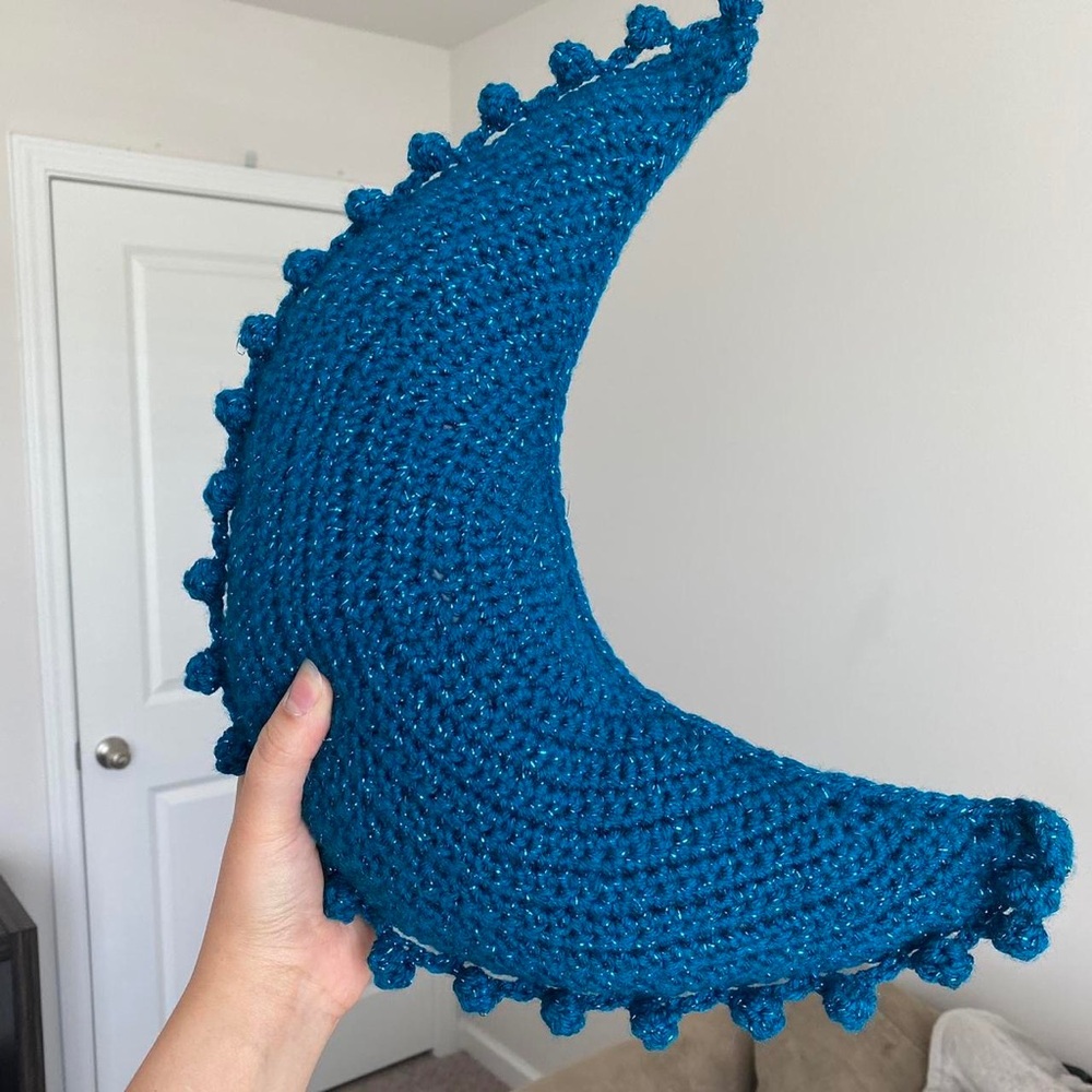 Handmade Crochet Moon Pillow Brand New